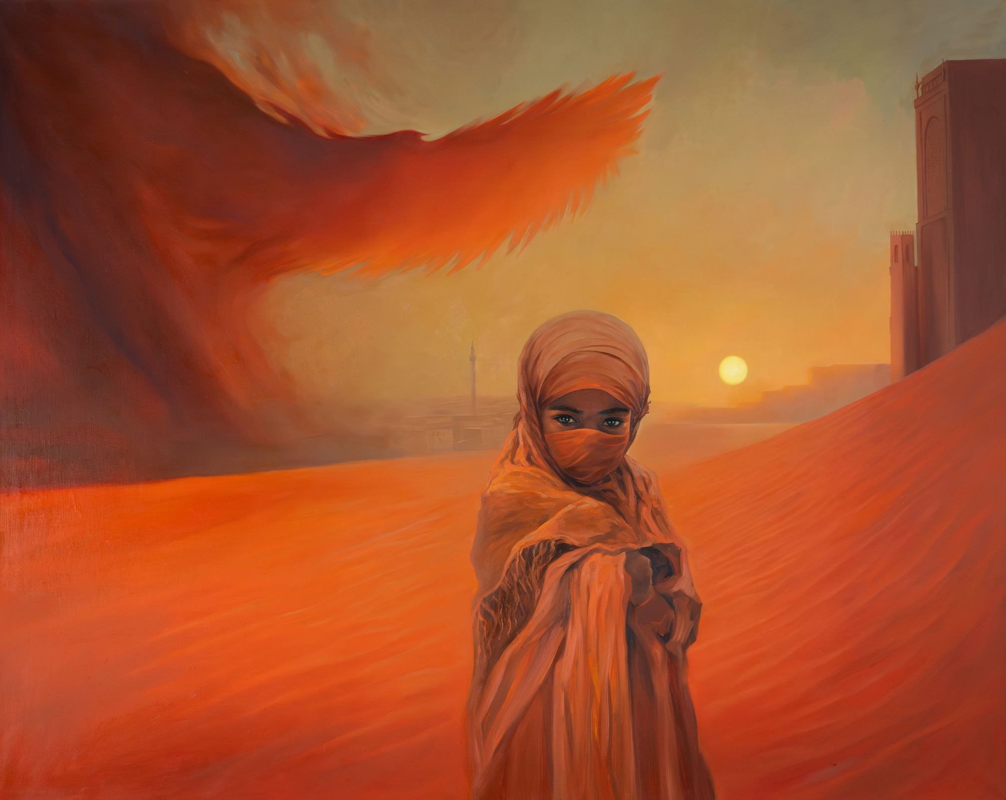 Дыхание дюны — картина Дарьи Куриловой, холст масло 150×120 см, 2024 год, серия Краски апокалипсиса