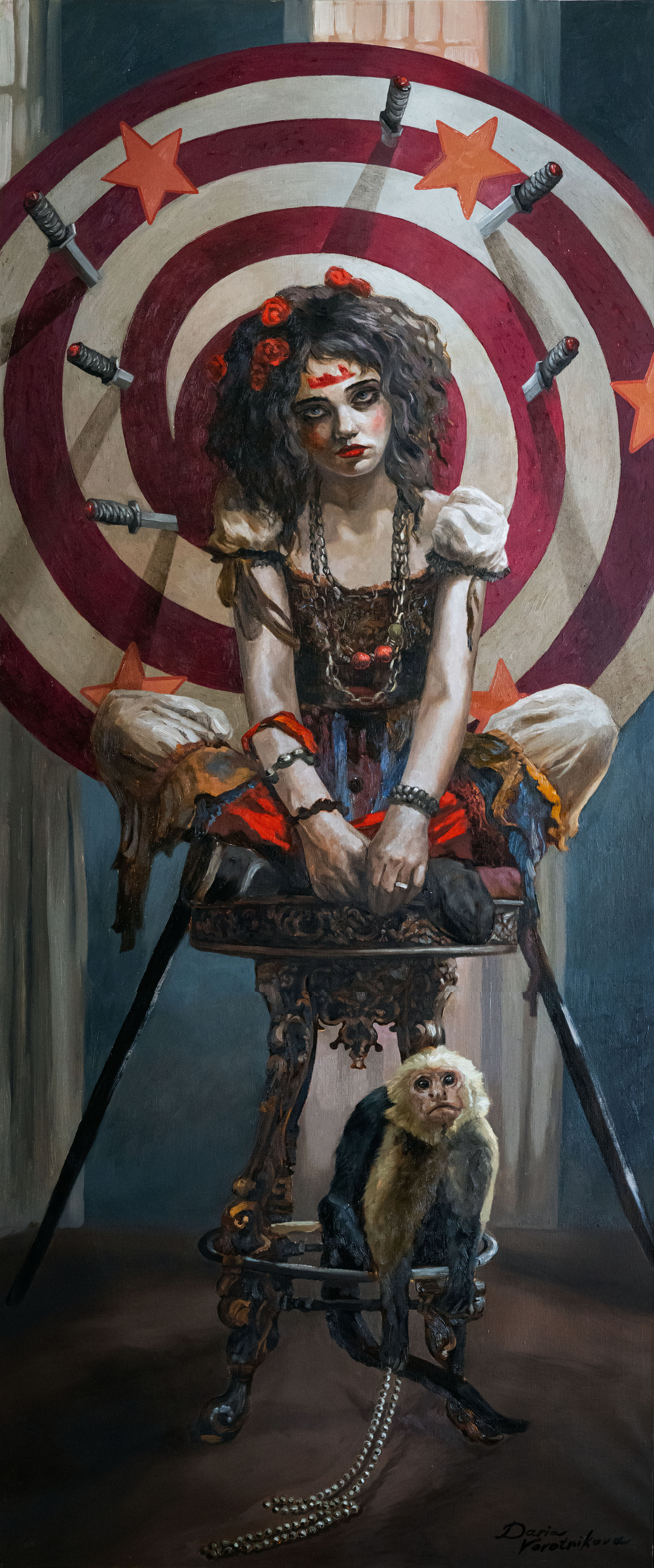 Обреченные артисты — картина Дарьи Куриловой, холст масло 60×195 см, 2023 год