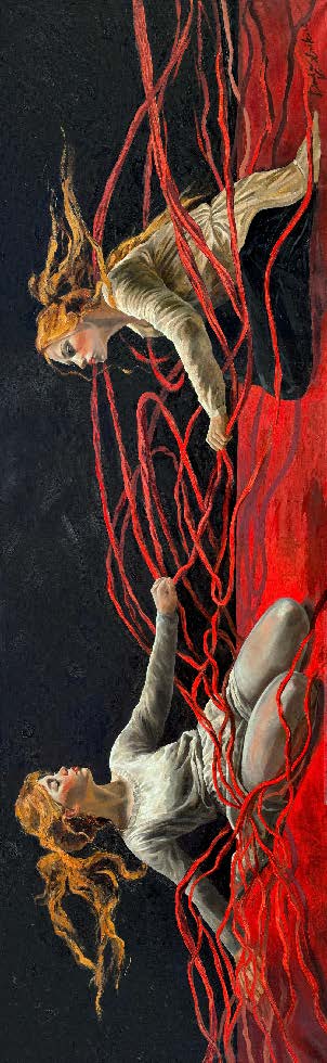 Противостояние — картина Дарьи Куриловой, холст масло 195×60 см, 2023 год